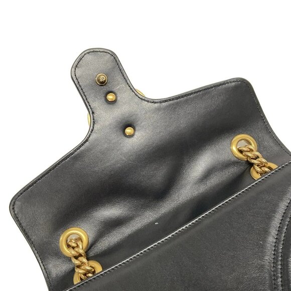 Auth GUCCI GG Marmont Quilting Small Shoulder Bag  Black Leather - Picture 13 of 16